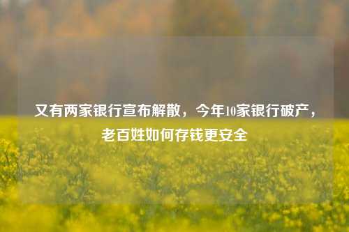 又有两家银行宣布解散，今年10家银行破产，老百姓如何存钱更安全 存款保险 银行 行业新闻 第1张