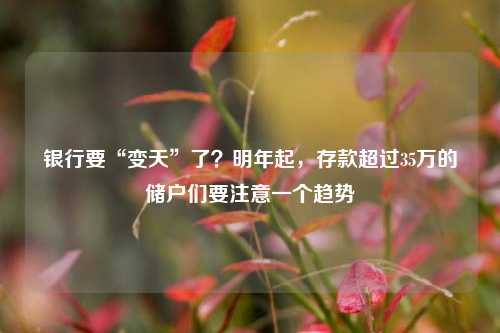 银行要“变天”了？明年起，存款超过35万的储户们要注意一个趋势 变革管理 银行 行业新闻 第1张