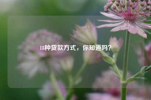 18种贷款方式，你知道吗？ 信用 购房 行业新闻 第1张