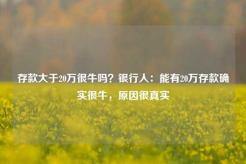 存款大于20万很牛吗？银行人：能有20万存款确实很牛，原因很真实 理财 银行 行业新闻 第1张